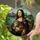 Mona Lisa Maine Coon Cat Stained Glass Art - Tiffany Style Jewel Tone Mosaic Landscape Stained Glass Suncatcher - 2