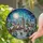 Tiffany Style Snow Village Stained Glass - European Twilight Winter Night Clock Tower Stained Glass Suncatcher - 2