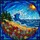 Coastal Ocean Wave Beach Pine Trees Wildflowers Sky Sun Stained Glass Jewel Tones Stained Glass Suncatcher - 5