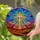 Glowing Cross Golden Rays Stained Glass - Tiffany Style Sky Mosaic Jewel Tone Art Stained Glass Suncatcher - 2