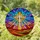 Glowing Cross Golden Rays Stained Glass - Tiffany Style Sky Mosaic Jewel Tone Art Stained Glass Suncatcher - 1