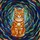 Orange Tabby Cat Stained Glass - Emerald Green Eyes & Tiffany Style Swirling Mosaic Stained Glass Suncatcher - 5