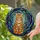 Orange Tabby Cat Stained Glass - Emerald Green Eyes & Tiffany Style Swirling Mosaic Stained Glass Suncatcher - 2