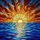 Radiant Sun Ocean Waves Stained Glass Style - Rich Jewel Tone Sunset Sky Patterns Stained Glass Suncatcher - 5