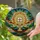 Golden Chalice Host Cross Stained Glass Tiffany Art with Mosaic Light Rays & Organic Hills Stained Glass Suncatcher - 2