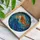 Stained Glass Serene Woman Cosmic Art - Flowing Hair, Golden Stars, Tiffany Style Stained Glass Suncatcher - 3