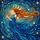Stained Glass Serene Woman Cosmic Art - Flowing Hair, Golden Stars, Tiffany Style Stained Glass Suncatcher - 5
