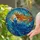 Stained Glass Serene Woman Cosmic Art - Flowing Hair, Golden Stars, Tiffany Style Stained Glass Suncatcher - 2