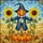 Scarecrow Grinning Pumpkin Sunflowers Mosaic Stained Glass Harvest Field Autumn Decor Stained Glass Suncatcher - 5