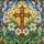 Highly Detailed Ornate Cross Easter Lilies Eggs - Tiffany Stained Glass Mosaic Art Stained Glass Suncatcher - 5