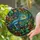 Blue Scaled Lizard Jungle Foliage Stained Glass Art Mosaic - Tiffany Jewel Tones Stained Glass Suncatcher - 2