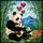 Panda Family Stained Glass Art, Baby Pandas, Red Hearts, Orange Flowers, Bamboo Forest Stained Glass Suncatcher - 5