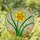 Daffodil Flower Tiffany Stained Glass Mosaic Emerald Green Leaves Glowing Jewel Tones Stained Glass Suncatcher - 1