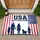USA 250 Years Strong Family Silhouette - Distressed American Flag Anniversary Doormat - 1