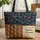 Vintage Library Shelf Books Botanical Swirling Vines Red Roses - Book Lover Gift Quilted Tote Bag - 1
