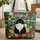 Black White Cat Vibrant Garden Flowers Floral Wreath - Everyday Cat Lover Gift Quilted Tote Bag - 1