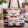 Smiling Cartoon Bear Waving Patriotic Flag with Your Name for Independence Day Kids Gift Quilted Tote Bag - 1