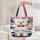 Smiling Cartoon Bear Waving Patriotic Flag with Your Name for Independence Day Kids Gift Quilted Tote Bag - 5