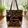 Fox Kits Nuzzling Small Wildflowers Leaves Berries Wreath - Wildlife Lover Gift Quilted Tote Bag - 3