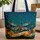 Iridescent Dragonfly Mosaic Wings Golden Stars Flowers - Everyday Tote Quilted Tote Bag - 1