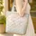 Nuzzling Bunnies Wildflower Daisy Leaves Floral Wreath - Springtime Home Decor Gift Quilted Tote Bag - 4
