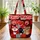 Red Black White Gingham Patchwork Paw Prints Heart - Your Name Pet Lover Gift Quilted Tote Bag - 3