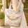 Sleeping Tabby Cat Hammock Floral Wreath - Cat Lover Home Decor Gift Quilted Tote Bag - 4