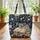 Dragon Antique Books Peonies Vines Berries Flowers Buds - Fantasy Reader Home Decor Gift Quilted Tote Bag - 4