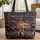 Folk Art Tribal Tipi Village Wavy Lines Diamond Shapes Wooden Name Sign - Everyday Use Gift Quilted Tote Bag - 1
