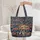 Folk Art Tribal Tipi Village Wavy Lines Diamond Shapes Wooden Name Sign - Everyday Use Gift Quilted Tote Bag - 5