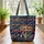 Folk Art Tribal Tipi Village Wavy Lines Diamond Shapes Wooden Name Sign - Everyday Use Gift Quilted Tote Bag - 3