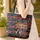 Folk Art Tribal Tipi Village Wavy Lines Diamond Shapes Wooden Name Sign - Everyday Use Gift Quilted Tote Bag - 4
