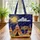 Teepee Village Sun Stars Clouds Name Sign - Western Folk Art Home Decor Everyday Gift Quilted Tote Bag - 3