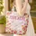 Bunnies Nuzzling Folk Art Flowers Floral Wreath Personalized Gift Quilted Tote Bag - 4