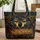Majestic Wolf Portrait Wooden Sign Foliage - Western Cowboy Nature Lover Gift Quilted Tote Bag - 1