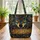 Majestic Wolf Portrait Wooden Sign Foliage - Western Cowboy Nature Lover Gift Quilted Tote Bag - 3