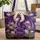 Purple Dragon Lotus Water Garden Full Moon with Your Name - Dragon Lover Gift Quilted Tote Bag - 1