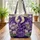 Purple Dragon Lotus Water Garden Full Moon with Your Name - Dragon Lover Gift Quilted Tote Bag - 3