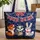 Red Bow White Stars Western Bunting Personalized - Independence Day Gift Quilted Tote Bag - 1