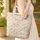 Deer Bunny Wildflower Pastoral Scene Floral Wreath - Wildlife Lover Gift Quilted Tote Bag - 4