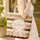 Striped Background Bunnies Nuzzling Floral Wreath Name - Everyday Lifestyle Gift Quilted Tote Bag - 4