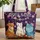 Three Cats Floral Wreath Your Name Cherry Blossom - Cat Lover Everyday Tote Quilted Tote Bag - 1