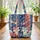 Foxes Stars Stripes Bunting Crimson Red Deep Blue Cream White Independence Day Wildlife Lover Gift Quilted Tote Bag - 3