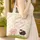 Pink Black Sheep Wildflower Monoline Cursive Leaf Heart Wreath - Everyday Carry Gift Quilted Tote Bag - 4