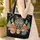 Golden Eye Wolf Portrait Mountains Personal Name - Wildlife Lover Gift Quilted Tote Bag - 4