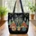 Golden Eye Wolf Portrait Mountains Personal Name - Wildlife Lover Gift Quilted Tote Bag - 3