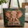 Charming Elephant Head Personalized Name Tropical Jungle - Wildlife Lover Gift Quilted Tote Bag - 1
