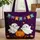Ghost Jack-O-Lantern Pumpkin Autumn Leaves Fireflies Name Bunting - Halloween Gift Quilted Tote Bag - 1