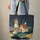 Starry Night Sky Swirls Lighthouse Cottage - Everyday Essentials Gift Quilted Tote Bag - 6