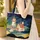 Starry Night Sky Swirls Lighthouse Cottage - Everyday Essentials Gift Quilted Tote Bag - 4